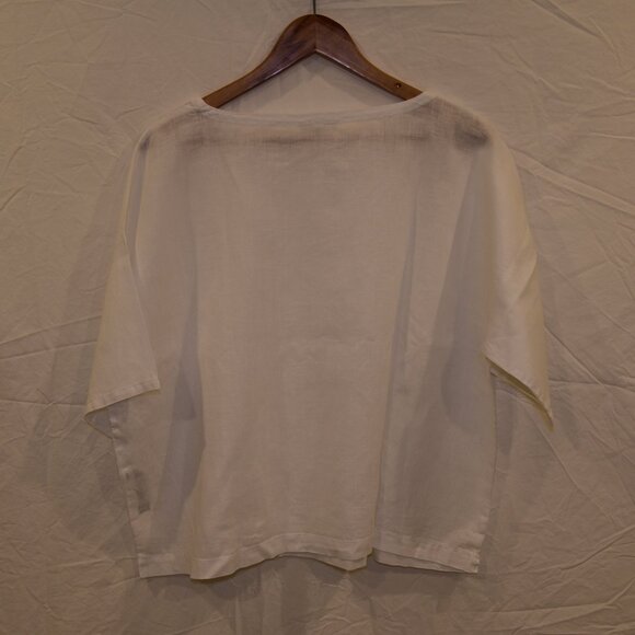Eileen Fisher Organic Linen Boat Neck Blouse M - Picture 7 of 9